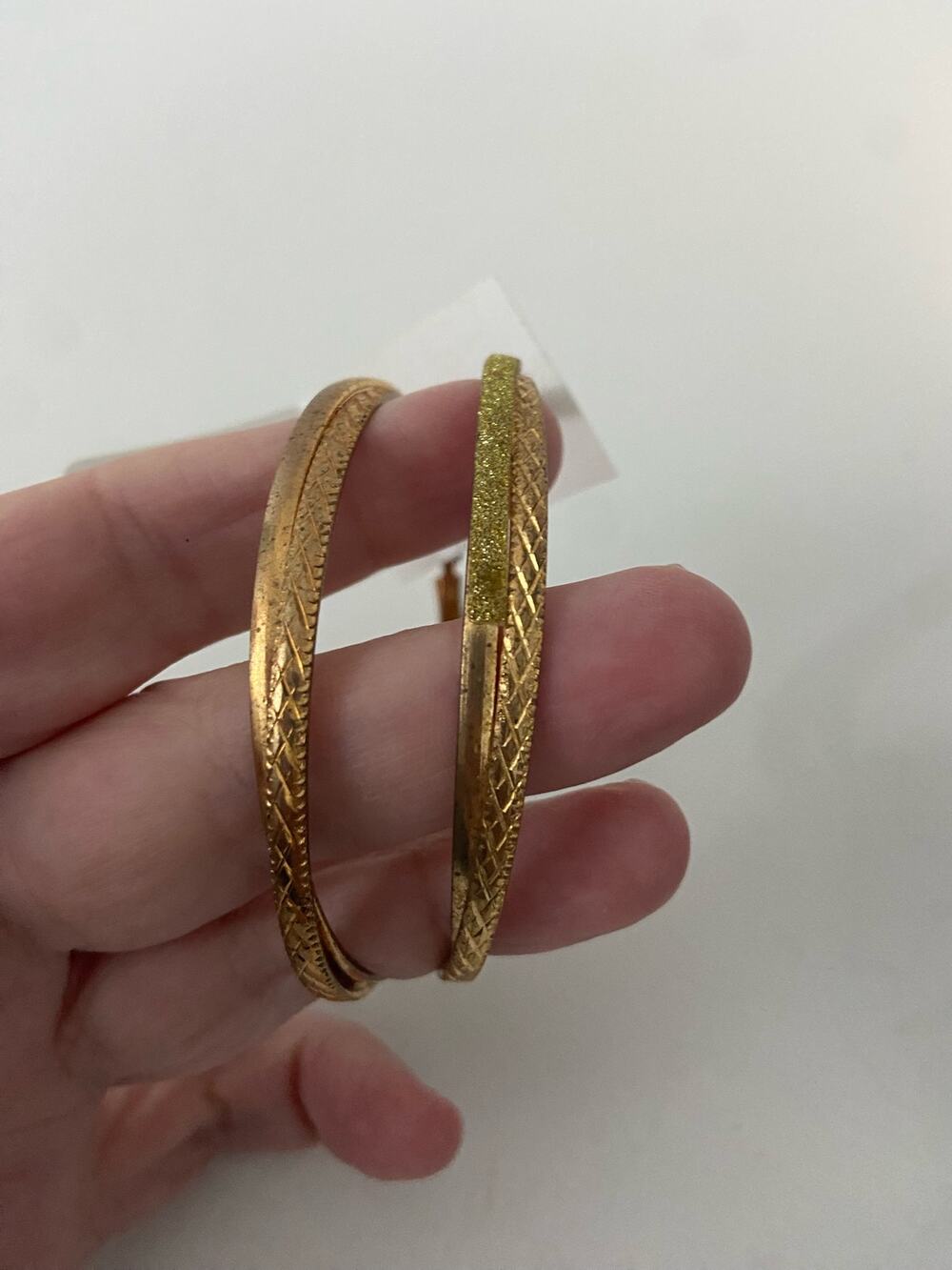 etched hoop earrings gold tone